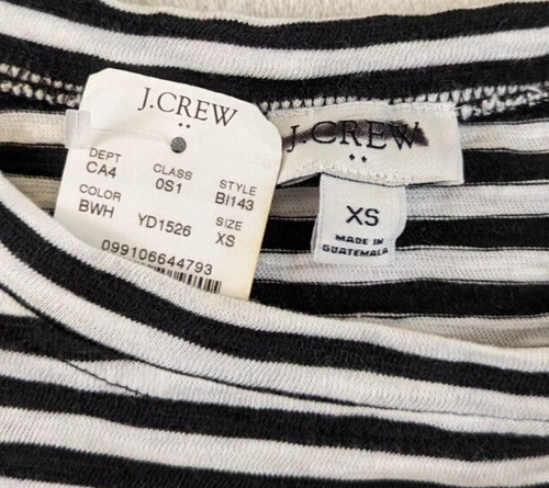 New J.Crew sz XS Tie Waist Knit Sheath Dress black & white stripes ss 4280 - Picture 4 of 4
