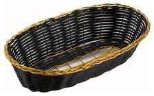 Poly Woven Baskets, Oval, 8-3/4" x 3-7/8" x 2", Black/Gold (12 Dozen)