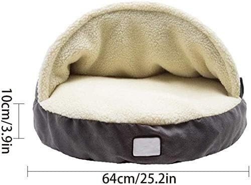 Deluxe Coffee Dog Bed Cave Cuddly Warm Pet Cat Rabbit Nest S 64cm Diameter - Picture 3 of 5