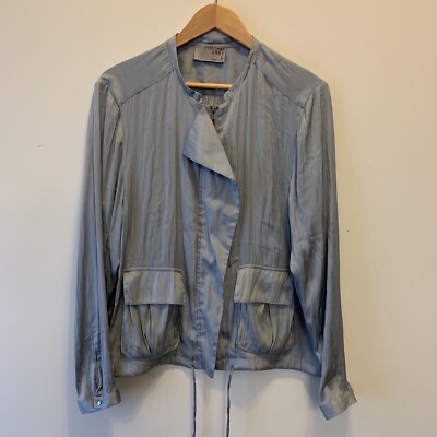 Ruff Hewn Grey Women s Blouse Zip Up Jacket Style Size L 