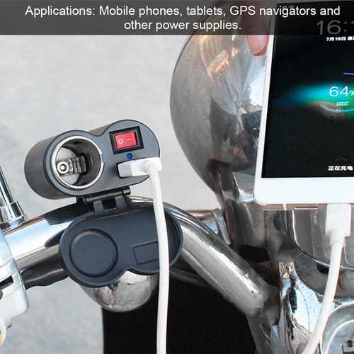 For Motorcycle Cigarette Lighter 2 In 1 Motorcycle USB Charging Port Socket - Photo 8 sur 11