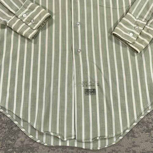 Vintage Manhattan Shirt Mens 16X34 Green Striped Button Up Union Made USA 80s - Picture 3 of 15