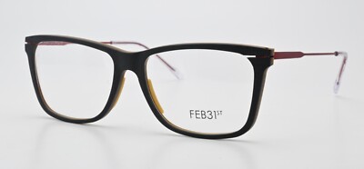 FEB31ST Brille MARZ Metallic Rot Matt Schwarz Holz Quadrat Eckig Ultraleicht