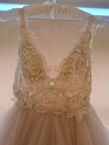 Blush Pink Wedding Gown, size UK 8, with matching veil, new, tried on once - Picture 4 of 10