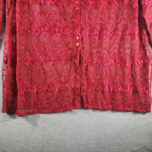 Lane Bryant geknöpfte Spitzenbluse 18 20 rot Kragen Doppelknopf gebraucht, in einwandfreiem Zustand - Bild 4 von 19