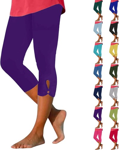 Womens Capris for Summer Dressy Cropped High Waist Yoga Leggings Workout Pants - Picture 85 of 99