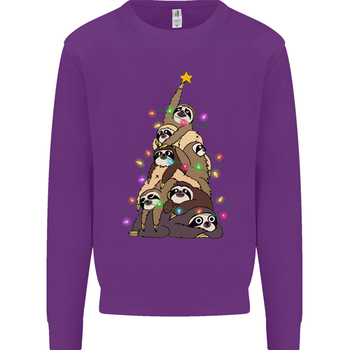 Christmas Sloth Tree Funny Xmas Kids Sweatshirt Jumper - Picture 80 of 82