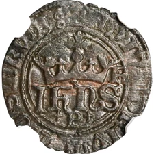 1385 - 1433 Portugal 1/2 Real, Joao I, Porto Mint, NGC AU Details - Tooled