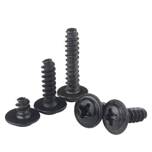 Schwarz Stahl Kreuzschlitz Flansch Knopfkopf Flachschwanz Blechschraube M1,4 - M4 - Bild 8 von 12