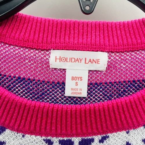 Holiday Lane Big Boys Small Santa Bear Long Sleeve Sweater in Purple $40 242 - Picture 5 of 7