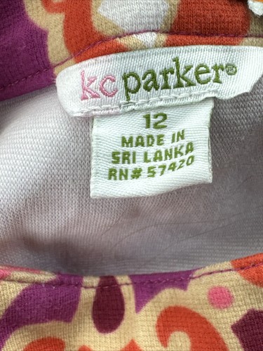 KC Parker Cotton Blend Dress Pink Plum Melon Kids Cotton Blend Size 12 Mod - Picture 3 of 8