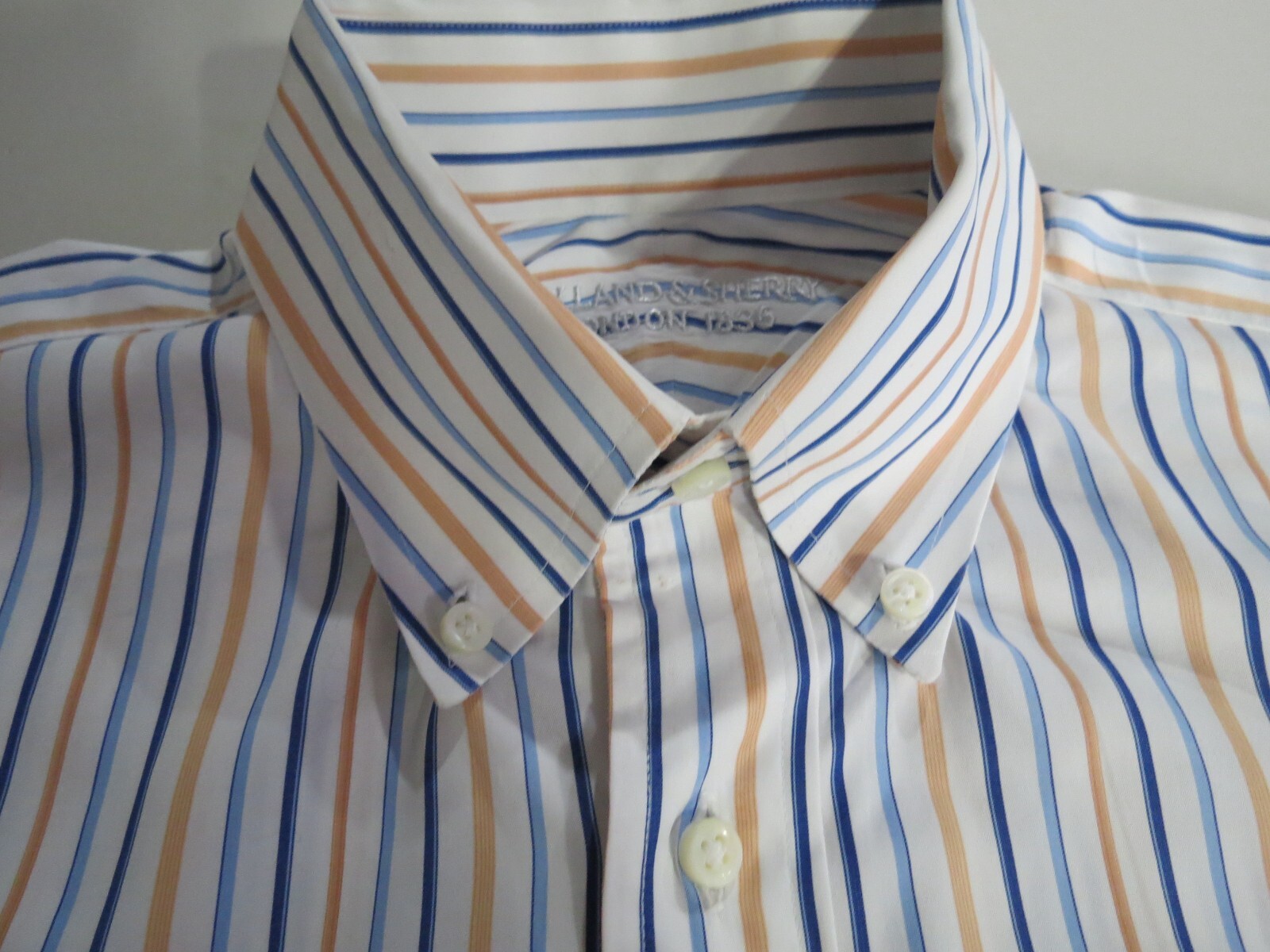 FILA Camicia abito Holland Sherry Savile Row London bianco giallo blu a righe 16 1 2