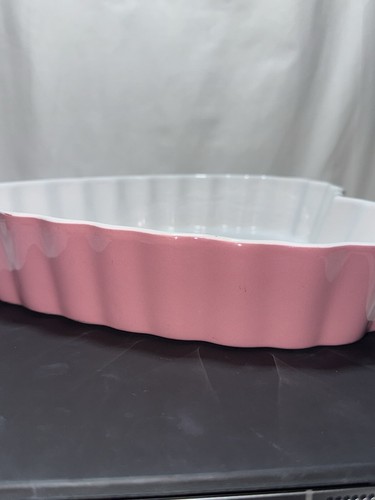 Heart Shaped Pink Baking Dish Wilton 2005 Pan Scalloped Edge Stoneware 10” - Picture 4 of 10