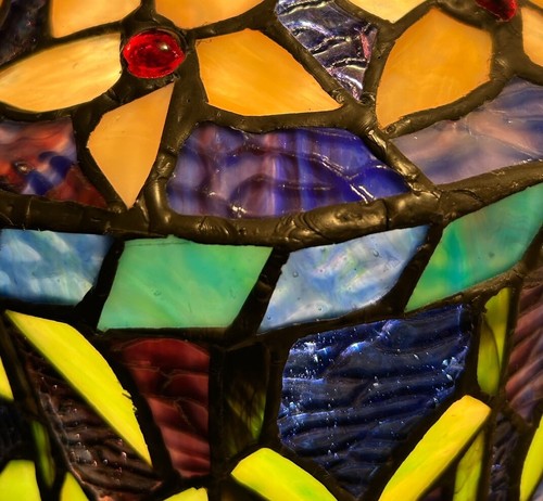 Early Leaded Stained Glass Lamp Shade Handmade 11.5”x 10.5” - Picture 12 of 19