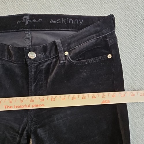 Pantalones de mezclilla para mujer 7 For All Mankind 32 (34x30) terciopelo negro recto tiro bajo terciopelo - Imagen 4 de 19