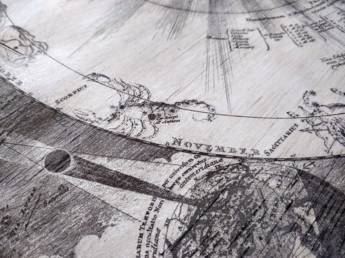 Mapa astronómico antiguo Systema solar et planetarium grabado en madera 18" x 15,5" - Imagen 6 de 7