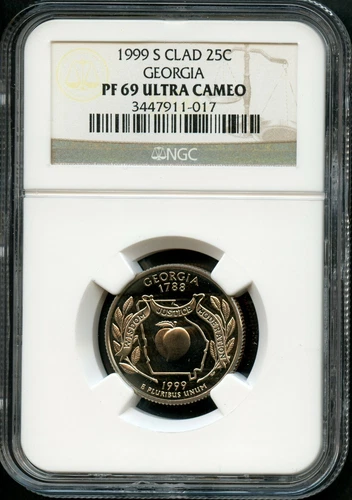 1999-S Clad USA New Georgia State Quarter Proof Coin NGC PF 69 Ultra Cameo 25C
