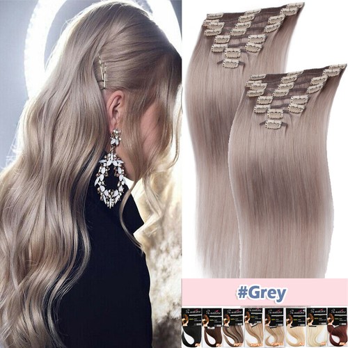 Glatte 8 Stück Clip In Echt Remy Haar Extensions 100% Echt Vollkopf Blond USA - Bild 30 von 34