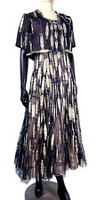 Oscar de la Renta Black, Navy Silver Exquisite Gown NWT, Size 12