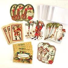 20 Old World Santa Christmas Note Cards Retro Victorian Unused Partial Box