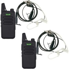 2PCS WLN KD-C1 UHF 400-470 MHz Mini Walkie Talkies with Earpiece Two Way Radio