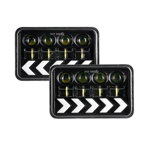 Pair 4x6" LED Headlights Hi/Lo Beam Dynamic Turn Signal for Oldsmobile Delta 88 - Picture 9 of 12
