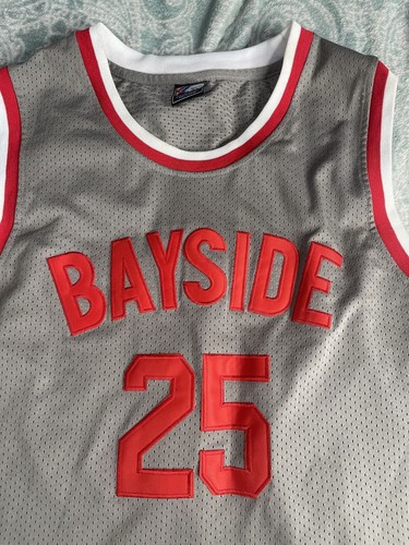 The Bell Zack Morris #25 Bayside Tigers Basketball Trikot genäht grau XL - Bild 3 von 5
