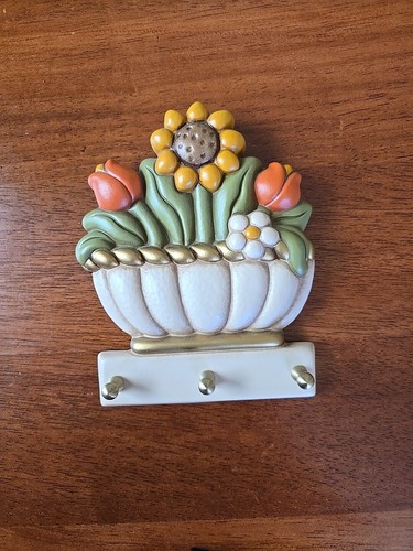 De colección Raro Atún Cerámica Floral Girasol Cesta Pared Llave Colgante Placa Italia - Imagen 7 de 11