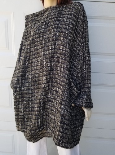 ESKANDAR UK sz 1 M L  XL oversized jacket coat wool angora brown open front 33"L - Picture 9 of 11