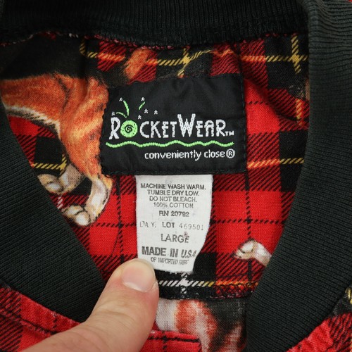 Prenda para dormir vintage con estampado completo Beagle perro PJ para mujer L rojo a cuadros - Imagen 5 de 5