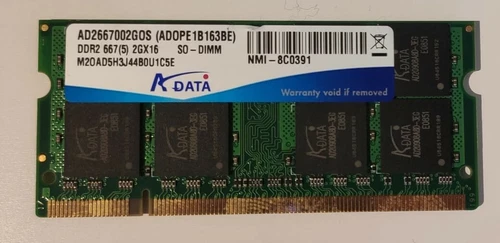 AData 2GB DDR2 667 2GX16 SO-DIMM Laptop Memory RAM AD2667002GOS (ADOPE1B163BE)