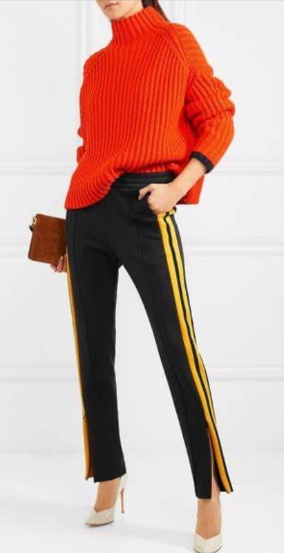 Joseph Scuba Striped Stretch Neoprene Black Track Pants S