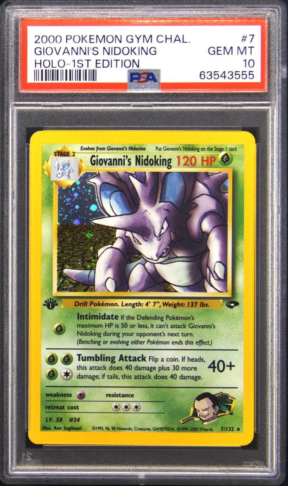 2000 7 Giovanni's Nidoking 1st Edition Holo Rare Pokemon TCG Card PSA 10