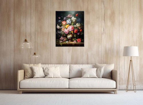 Flower in a Vase still life vintage Classical Painting Printed on canvas - Picture 6 of 7