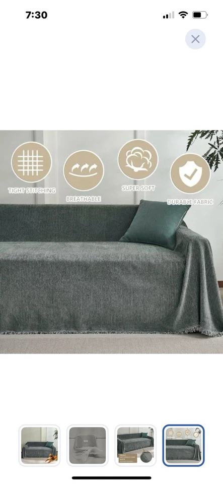 Funda de sofá antideslizante para 2 cojines sofá chenilla gruesa 71"*102" gris oscuro Foto 3 de 3