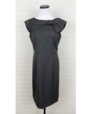 Tahari ASL Bow Collar Neckline Sheath Dress Lined Gray Size 6