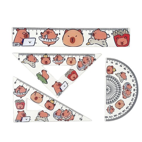 4PCS/1Set Cute Cartoon Capybara Rulers Set Drawing Tools Student School Supplies - Photo 10/23