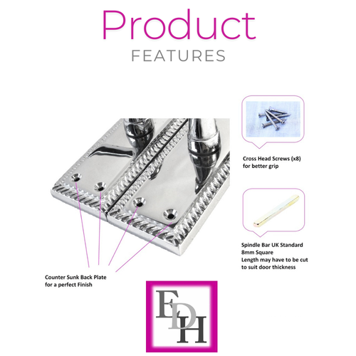 Manijas de puerta estilo georgiano con acabado cromado desplazado, manijas de puerta internas 4 pares - Imagen 6 de 12