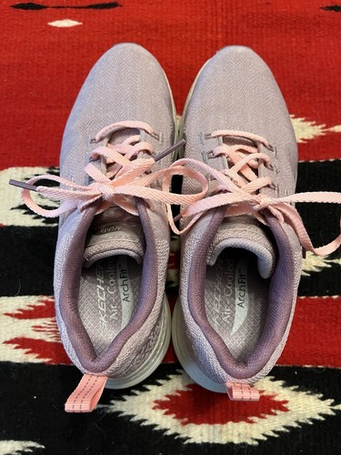 Skechers Pink Arch Fit Womens Size 6 Feminine Run Walk Pickleball Tennis Shoes
