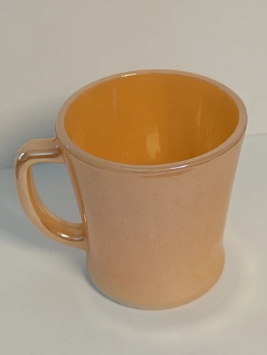 Vintage Anchor Hocking Fire King Peach Orange Luster Coffee Mug Cup W/ D HANDLE