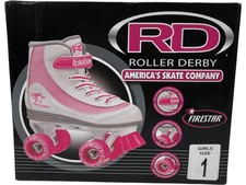 Roller Derby Firestar Girls Roller Skates Size 1 Pink White T2080 LWB