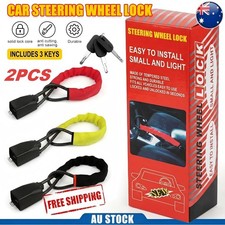 2Pcs Adjustable Car Steering Wheel Seat Belt Lock Anti-Theft Reinforced Cable