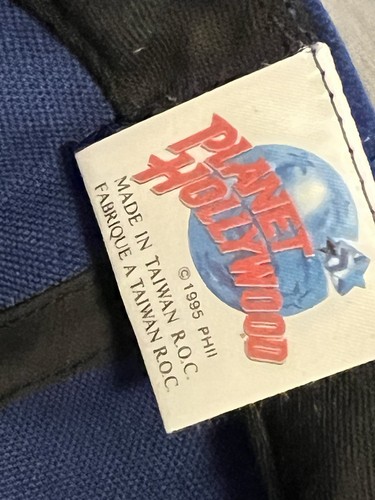 Vintage Planet Hollywood Reno Blue Black Strap Back Hat One Size Suede Brim 1995 - Picture 6 of 6
