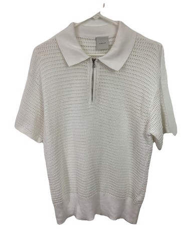 Varley Clayton Polo Half Zip Kragen Mesh Strick Pullover weiß Damen S Coastal - Bild 1 von 12