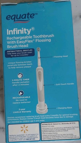 Equate Infinity Rechargeable Toothbrush with Easyflex Flossing Brush Head - Picture 3 of 7