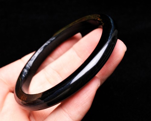 62.6mm Natural Blue Yellow Tiger's Eye Crystal Gemstone Bangle Bracelet - Picture 3 of 6
