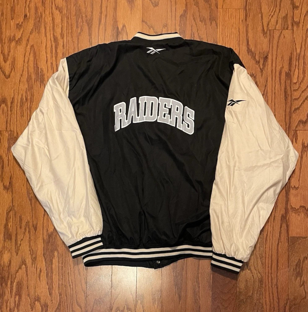Men Size XL Vintage Raiders Reebok Bomber Jacket Oakland Los
