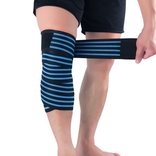 Sports Knee Pad Striped Pattern Bandage Elastic Adjustable Support Fitness Gym - Picture 3 of 14