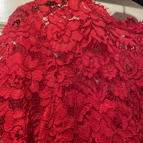 Monsoon Size 14 Red Lace Dress Party Evening Knee Length Flare Sleeve-Pre Owned - Picture 3 of 10