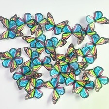 Edible Butterfly 56x Cake Cupcake Topper Rainbow Colorful Wafer 56pcs